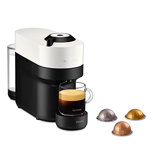 Krups Nespresso VERTUO Pop XN9201 - Cafetera de cápsulas, máquina de café expreso de Krups, 4 tamaños tazas, tecnología Centrifusion, 35 % plástico reciclado, Coconut White, Color Blanco