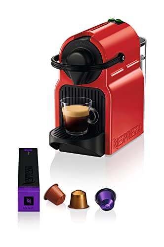 Krups Nespresso Inissia XN1005 - Cafetera monodosis de cápsulas Nespresso, 19 bares, apagado automático, color rojo