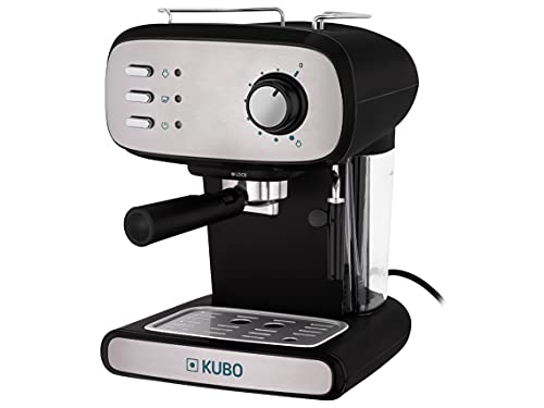 kubo Cafetera Espresso, Presión 15 bar, Depósito Agua 1.2L, 850W, Vaporizador para capuchino o bebidas con leche, Limpieza Fácil
