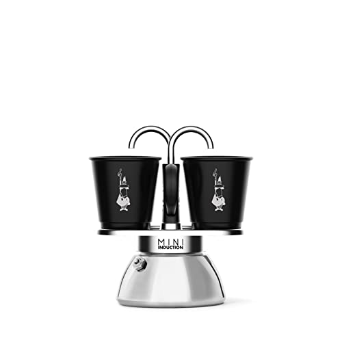 Bialetti Mini Express Induction, cafetera de inducción, 2 tazas (100 ml), apta para todo tipo de fuegos, negra