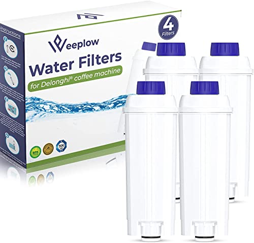 Weeplow® - 4 Filtros de Agua DLSC002 Compatible con Cafetera Delonghi Magnifica, Dinamica, PrimaDonna y todas las Series ECAM ESAM ETAM BCO EC [VENDEDOR FRANCÉS]