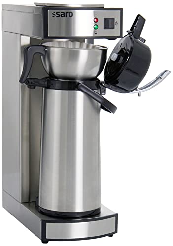 Saro 317-2085 Cafetera térmica con filtro de cesta y termo, cafetera industrial con jarra (2,2 litros, aprox. 10 tazas de café, función de preparación y mantenimiento del calor), plata, 1,8 litros