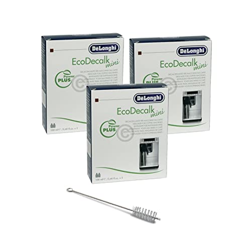 DEKAROX - Descalcificador (3 unidades, 6 x 100 ml, con cepillo de limpieza para DeLonghi 5513292821 DLSC003 para cafetera automática como ECAM ETAM ESAM Magnifica