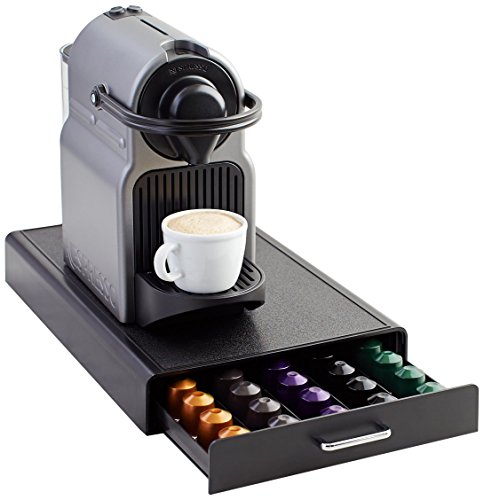 Amazon Basics - 1 Cajón de Plástico para almacenar cápsulas Nespresso Originalline capacidad para 50, 23 x 38 x 5 cm, Negro