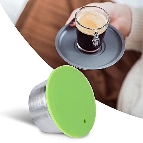 Cápsula de café, taza de cápsula de café recargable reutilizable de acero inoxidable apta para Dolce Gusto Cafetera de alta precisión de filtración Fácil de limpiar(Verde)