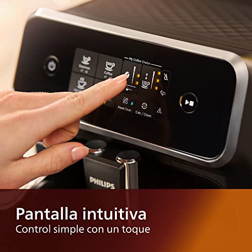 Philips Serie 2200 Cafetera Superautomática - Sistema de Leche LatteGo, 3 Variedades de Café, Pantalla Táctil Intuitiva, Negro Brillo (EP2231/40) [Clase de eficiencia energética A]