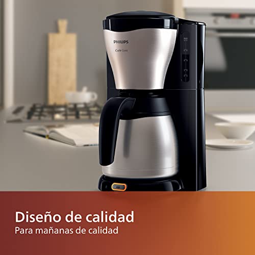 Philips Cafetera - Jarra Térmica 1.2L, hasta 15 Tazas, Acero Inox, Plateado/Negro (HD7546/20)