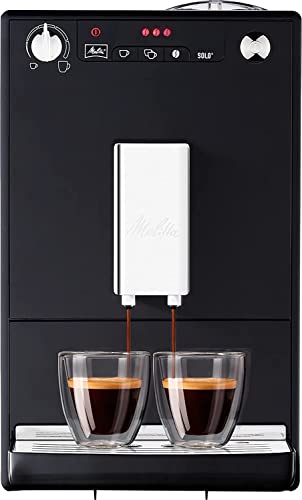 Melitta Solo E950-101, Cafetera Superautomática con Molinillo, 15 Bares, Café en Grano para Espresso, Limpieza Automática, Personalizable, Negro