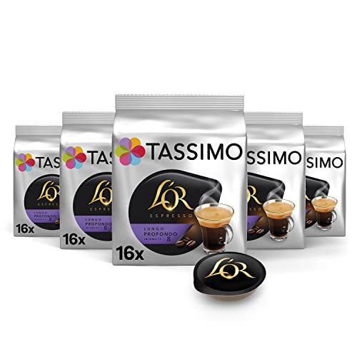 Tassimo Cápsulas de Café L’OR Lungo Profondo | 80 Cápsulas Compatibles con Cafetera Tassimo - Intensidad 13 - 5PACK - Amazon Exclusive