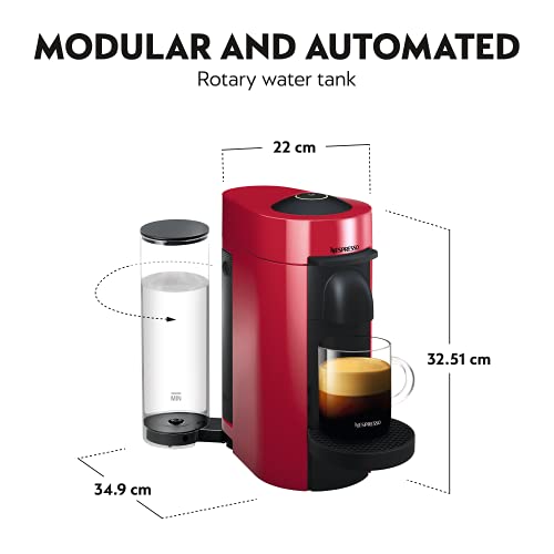 De'Longhi Nespresso Vertuo Plus Máquina de Café y Espresso, Cafetera Automática de Cápsulas con Sistema de Preparación con un Solo Toque, ENV150.R, Plástico, 1.1 l, Rojo