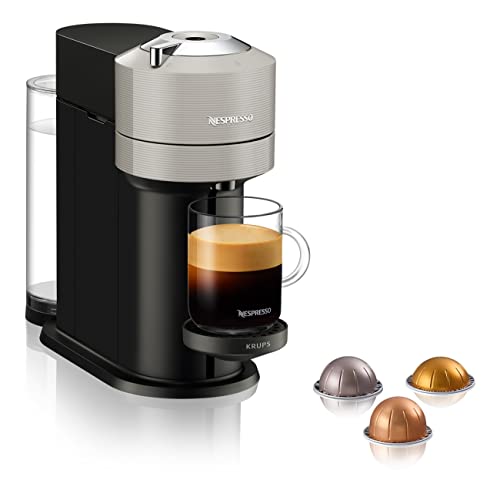 Krups Nespresso VERTUO Next XN910B - Cafetera de cápsulas, máquina de café expreso, café diferentes tamaños, 5 tamaños tazas, tecnología Centrifusion, calentamiento 30s, Wifi, Bluetooth, Gris