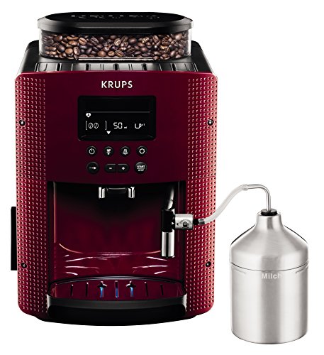 Krups Compact Cappucino EA8165 - Cafetera superautomática 15 bares, pantalla LCD, 3 niveles intensidad de 20ml a 220ml, programa de limpieza y descalcificación, molinillo integrado, jarra leche