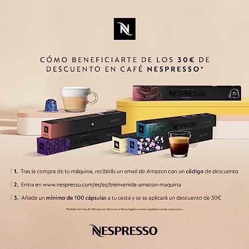 Krups Nespresso Inissia XN1005 - Cafetera monodosis de cápsulas Nespresso, 19 bares, apagado automático, capacidad de 0,7L, diseño compacto, modo eco, color rojo, incluye kit de bienvenida